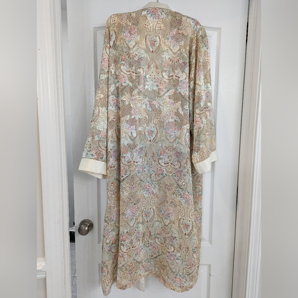 Vintage Gold Label Victoria’s Secret Kimono Paisley Maxi Robe Satin Edge - Picture 8 of 8